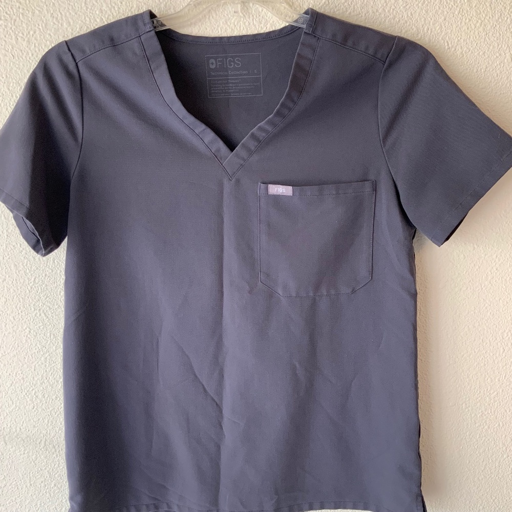 Figs Scrubs Top Blue Size Small